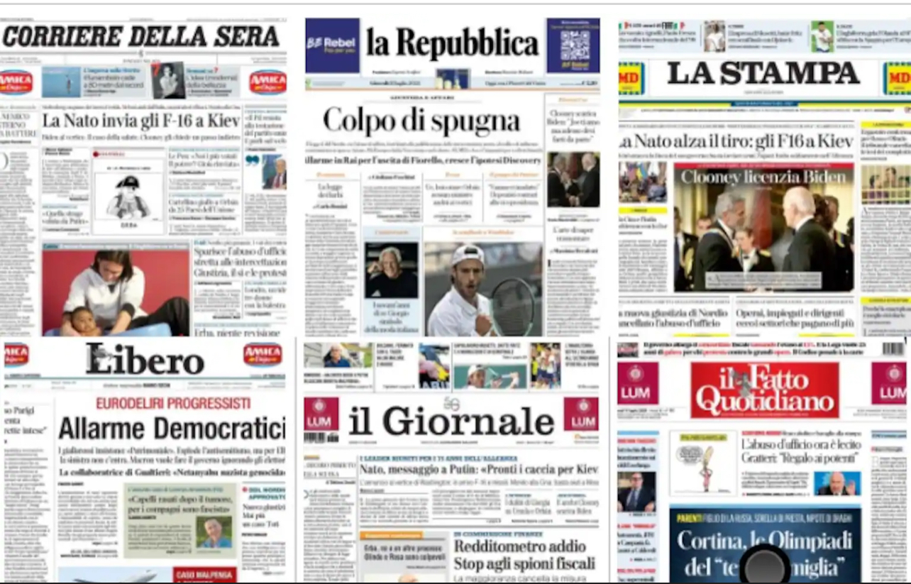 Le prime pagine dei quotidiani di oggi 12 Luglio