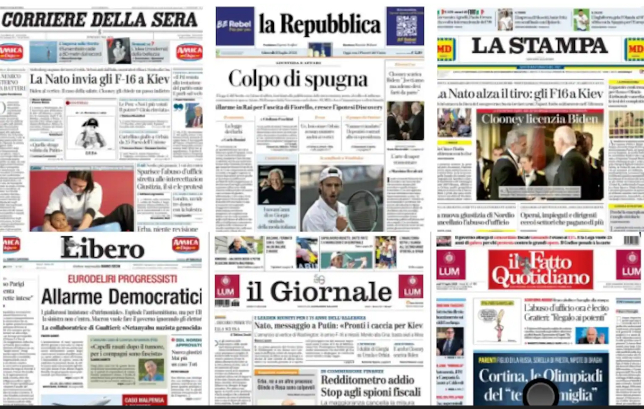 Le prime pagine dei quotidiani di oggi giovedì 11 luglio